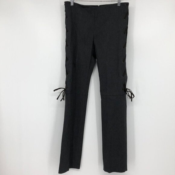 Awear grey pull on slacks brown string tied side seams trousers - Picture 14 of 14